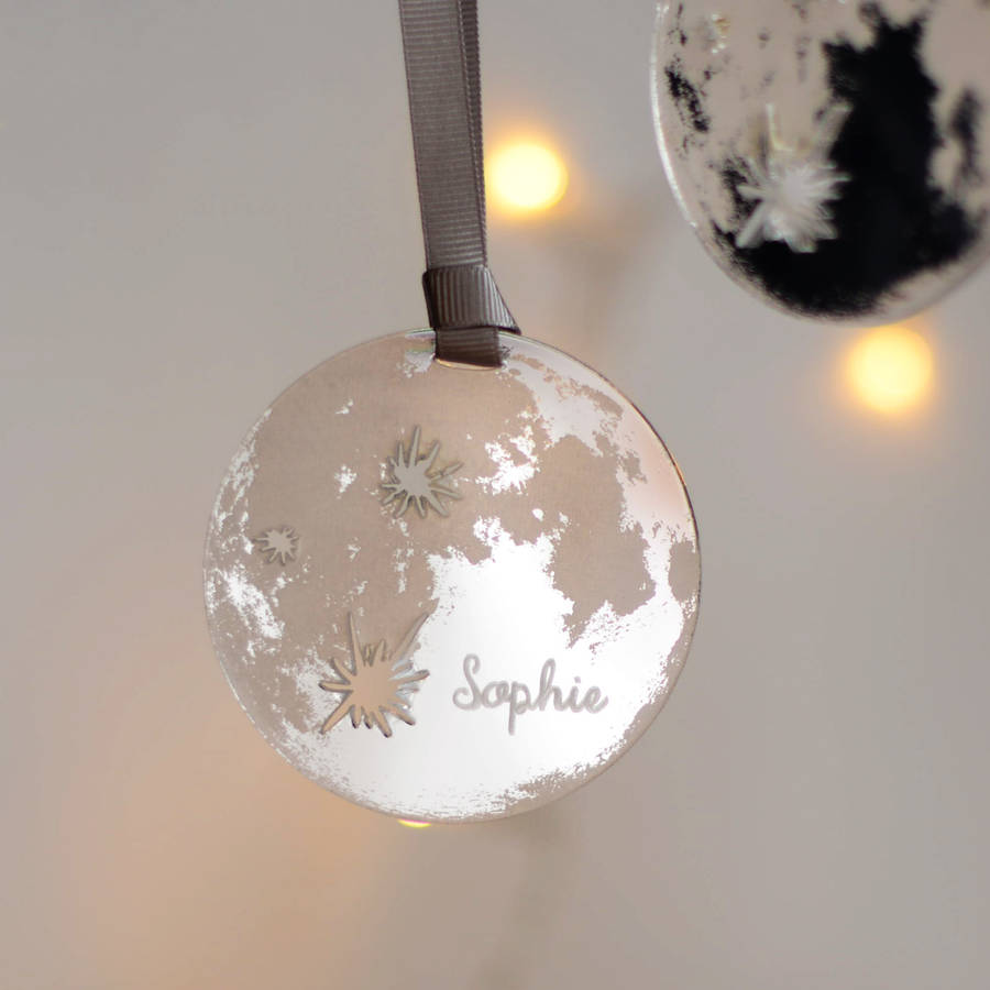 Personalised Mirror Moon Christmas Bauble By Newton And The Apple