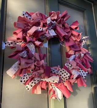 Handmade Pink Velvet Wreath, 2 of 6