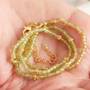 Green Peridot Short Beaded Layering Necklace, 3 of 12