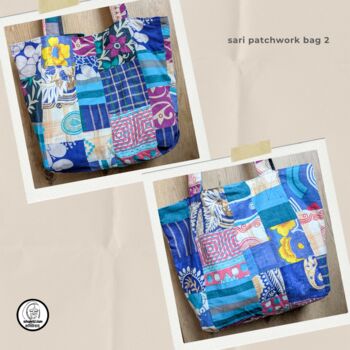 Colourful Sari Patchwork Cotton Tote Bags, Fair Trade, 3 of 5