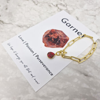 18ct Gold Plated Garnet January Birthstone Bracelet, 4 of 5