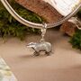 Enamelled Sterling Silver Badger Charm, thumbnail 3 of 10