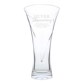 Personalised Silver Anniversary Swarovski Heart Vase, 3 of 3