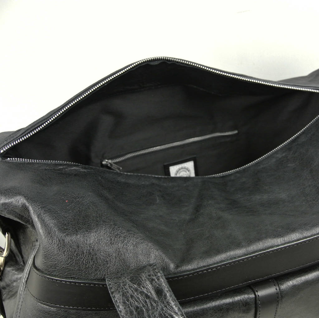 Handcrafted Black Leather Travel Bag By Debbie MacPherson Atelier