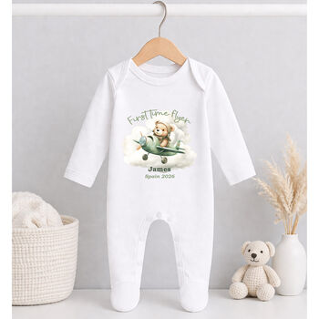 Personalised First Time Flyer Baby Grow, 2 of 7