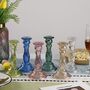 Two Tall Glass Candle Colored Taper Candlestick Holder, thumbnail 5 of 6