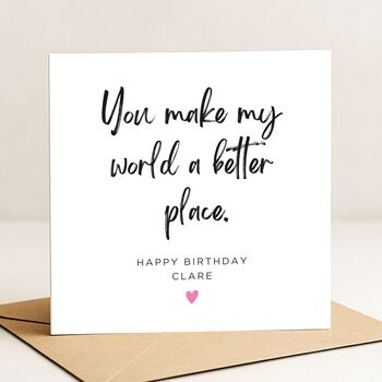 Personalised Better Place Pink Heart Birthday Card For Her, 2 of 7