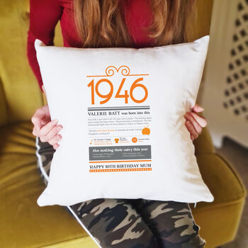 Personalised 80th Birthday Gift 1946 Cushion, 4 of 10