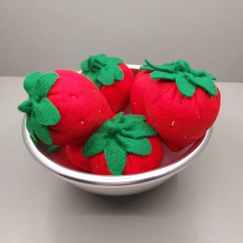 Punnet Of Six Handmade Felt Strawberries, 3 of 9