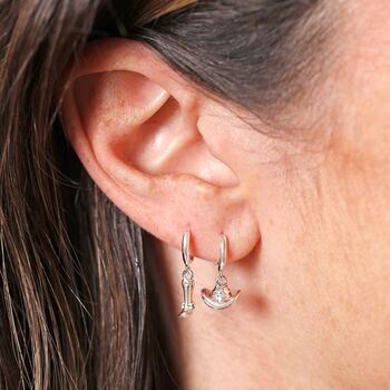 Mismatched Cowboy Boot And Hat Huggie Hoop Earrings In Silver, 4 of 6