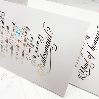 Gold Foil Will You Be My Bridesmaid Card, 2 of 5