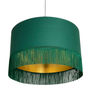 Hunter Green Lampshades With Gold Lining And Fringing, thumbnail 1 of 10