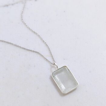 The Faceted Rectangle Blue Topaz Necklace, Silver, 2 of 8