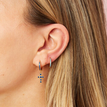 Evie Turquoise Gold Huggie Earrings, 2 of 2