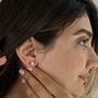 Pink Tourmaline Moissanite Crystal Silver Earrings, thumbnail 5 of 6