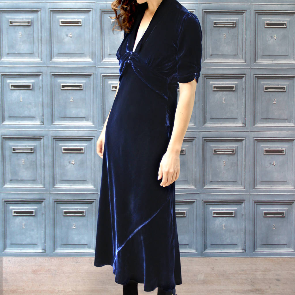 Velvet Maxi Dress Midnight Blue, 1 of 3