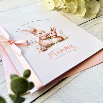 Handmade First Mother's Day Card: Bunny Baby Design, 3 of 6