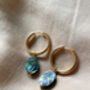 Abalone Shell Dangle 18k Gold Plated Hoop Earrings, thumbnail 3 of 3