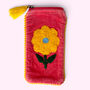 Embroidered Velvet Glasses Case | Pink Sunflower, thumbnail 3 of 5