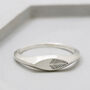 Engraved Sterling Silver Oval Signet Ring Deco Feather, thumbnail 1 of 6