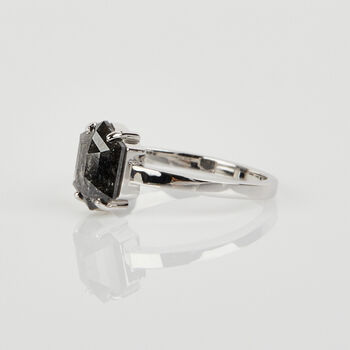 Hexagon Salt And Pepper Diamond Ring, 5 of 5