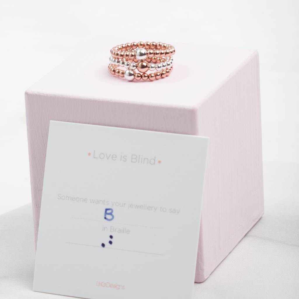 Personalised Braille Code Stacking Ring Gift For Her, 1 of 4