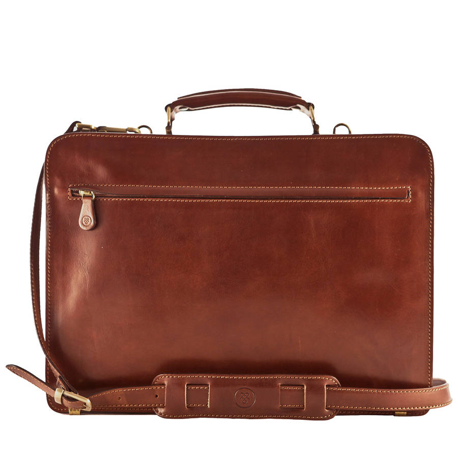 Mens Classic Italian Leather Briefcase. 'The Alanzo' By Maxwell-Scott