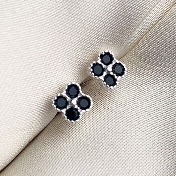 Sterling Silver Black Crystal Stud Earrings, 2 of 5