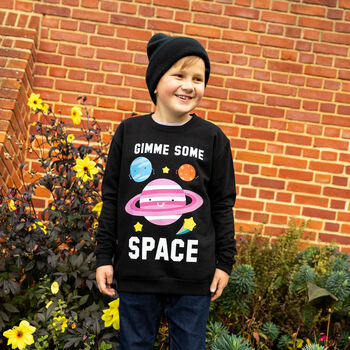 Gimme Some Space Boys' Slogan Sweatshirt, 3 of 4