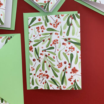 Red Berries Christmas Card Pack Of 12, 8 of 10