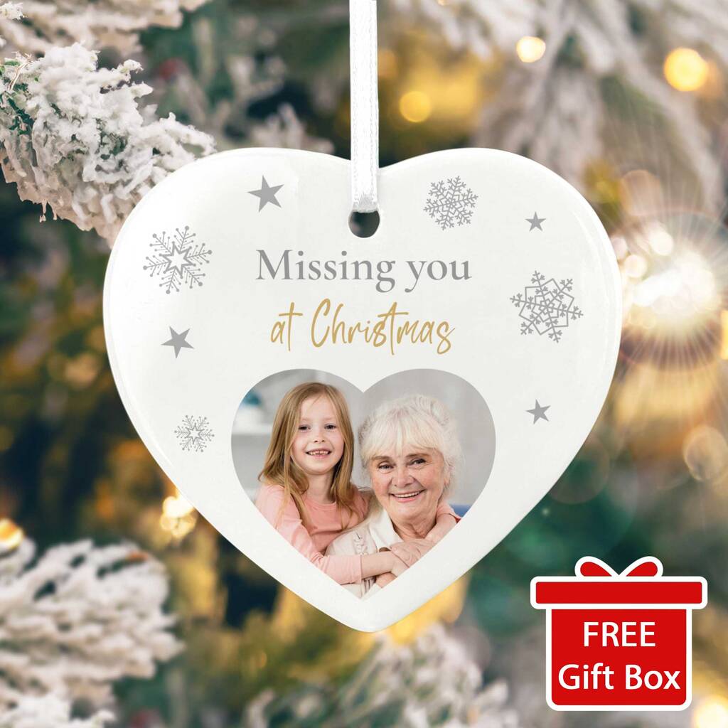 Memorial Photo Ceramic Heart Hanging Decoration + Gift Box, 1 of 7