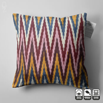 Multicoloured Zig Zag Ikat Cushion Cover, 9 of 10