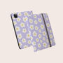 Purple Retro Flowers Vegan Leather iPad Pro Case, thumbnail 2 of 7