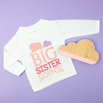 Personalised Elephant Big Sister Brother Top / T Shirt, 6 of 7