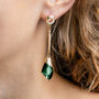Emerald Green Crystal Stone Drop Earrings, thumbnail 3 of 3