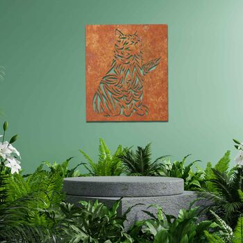 Metal Cat Garden Gift, Rusty Metal Cat Wall Art, 7 of 10