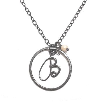 Initial Italic Alphabet Hooped Personalised Necklace, 4 of 10