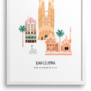 Personalised Barcelona City Print By Kimberley Rose Studio