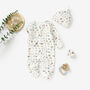 Boho Safari Animals Organic Cotton Baby Sleepsuit And Hat Set, thumbnail 1 of 3