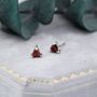 Genuine Garnet Stone Stud Earrings In Sterling Silver, thumbnail 1 of 11