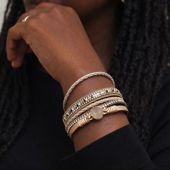 Rose Gold Mix Multistrand Bracelet With Druzy Crystal, 4 of 6