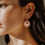 Cream And Terracotta Stripey Circular Earrings, thumbnail 2 of 6