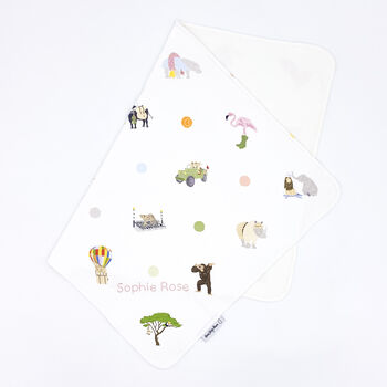 Personalised Safari Print Baby Blanket, 4 of 6