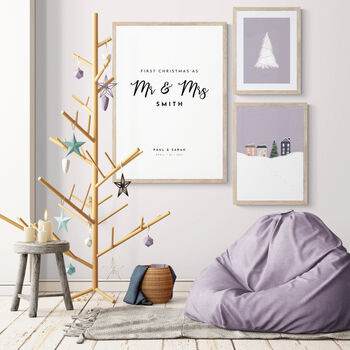 Personalised First Christmas Mr And Mrs Print, 2 of 3