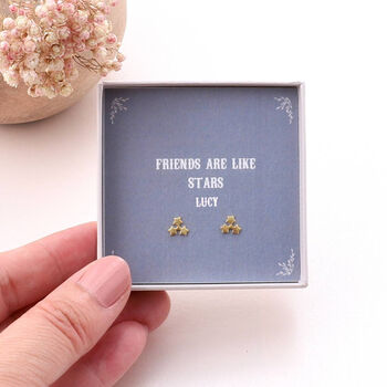 'Friends Are Stars' Sterling Silver Star Cluster Earrings, 4 of 9