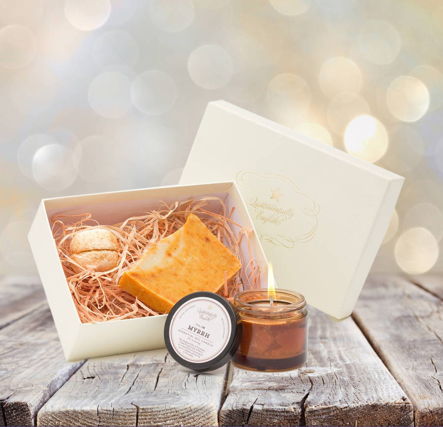 Gold Frankincense Myrrh Relaxing Christmas Eve Gift Box, 1 of 3