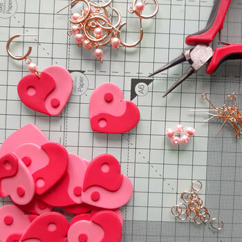 Yin Yang Hearts | Polymer Clay Statement Earrings, 3 of 8