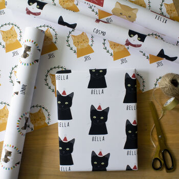 Personalised Cat Christmas Wrapping Paper, 5 of 9