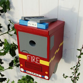 Personalised Fire Engine Bird Box, 3 of 10
