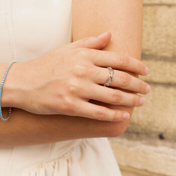 Sterling Silver Pave Chain Ring, 3 of 12